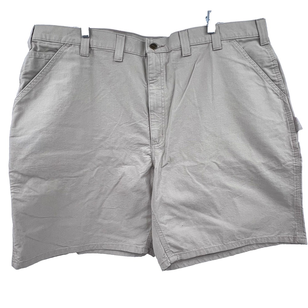 CARHARTT Men's 44 Original Fit Beige Canvas Flat-Front Carpenter 8-1/2" Shorts